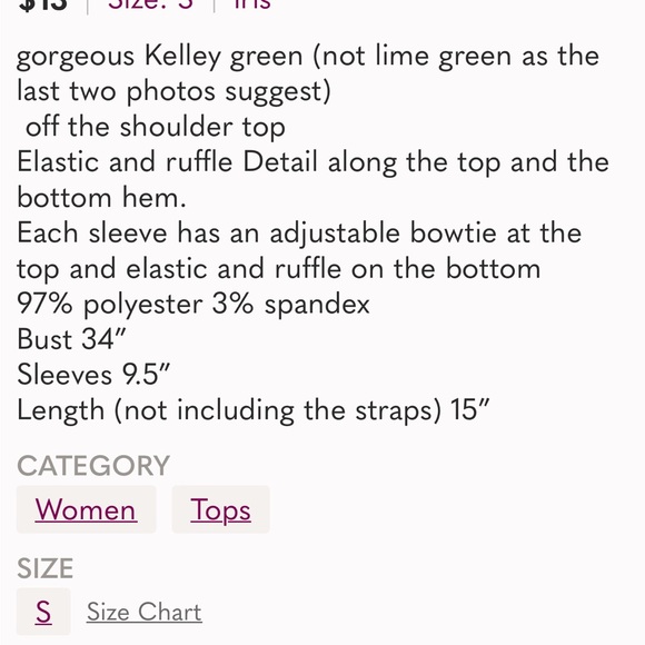 💙 NWOT Royal blue off the shoulder top w bow detail on sleeves- Sz S - Picture 8 of 10